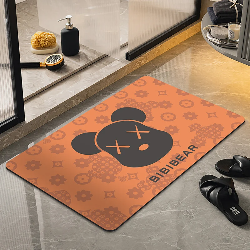 Spaßiger grafischer Badteppich für das Badezimmer