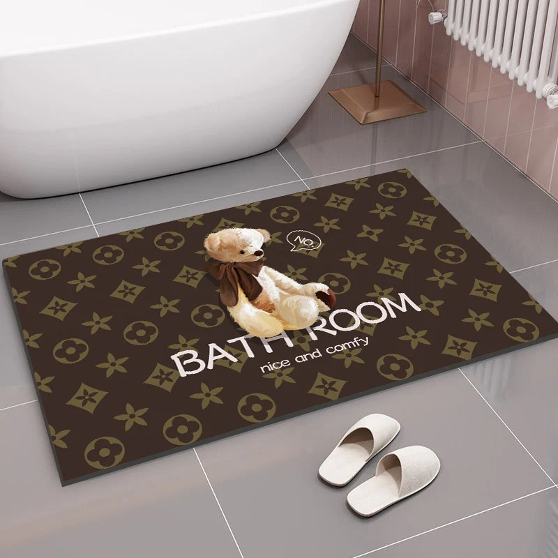 Spaßiger grafischer Badteppich für das Badezimmer