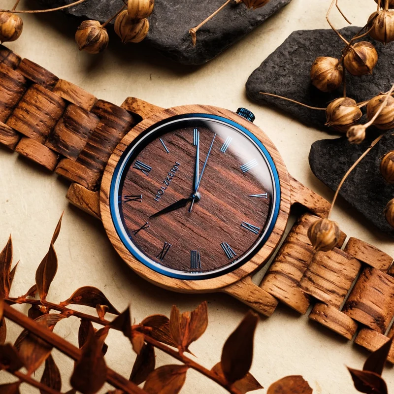 Holzkern Herbstmorgen 9120078332702 Herren Armbanduhr • Holzgehäuse und -armband • Miyota Quarzwerk