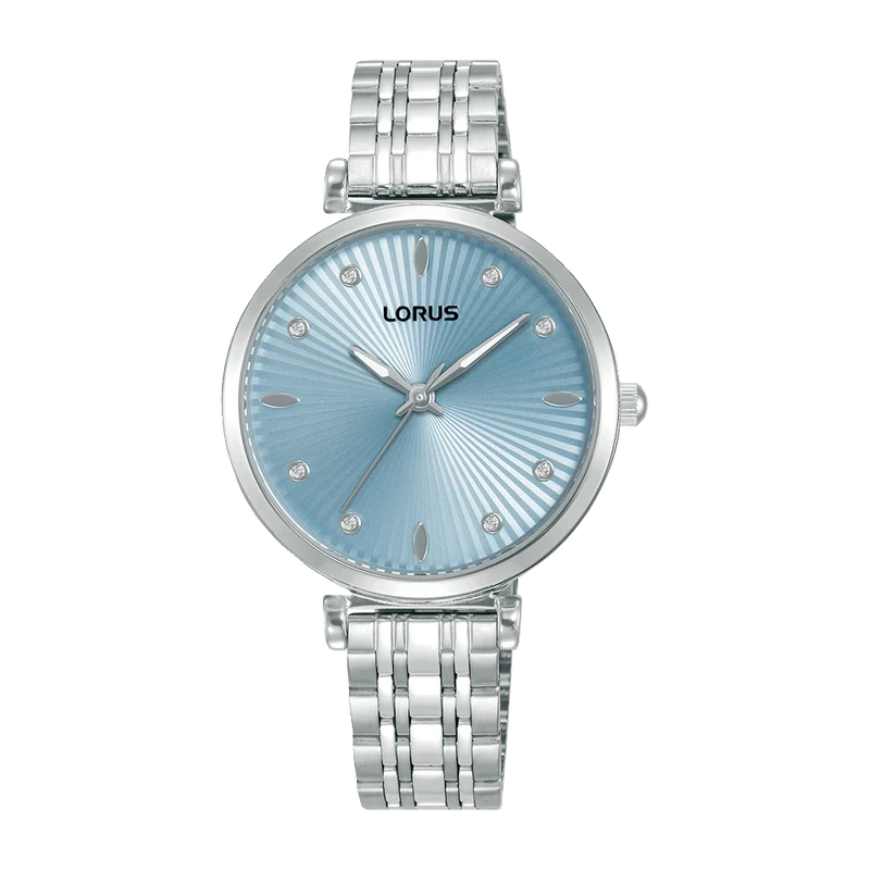Lorus RG257XX9 Damenuhr Hellblau • Mineralglas • Geflochtenes Edelstahlarmband