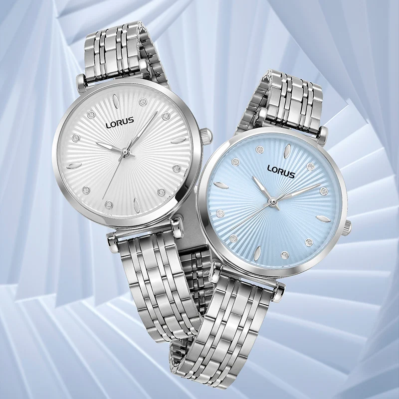Lorus RG257XX9 Damenuhr Hellblau • Mineralglas • Geflochtenes Edelstahlarmband