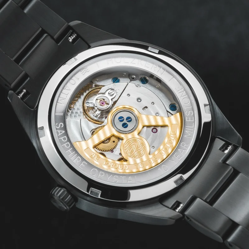 Holzkern Era X Herrenuhr Automatik Lorbeerblatt/Geflammte Walnuss • Saphirglas • TFN Automatikwerk