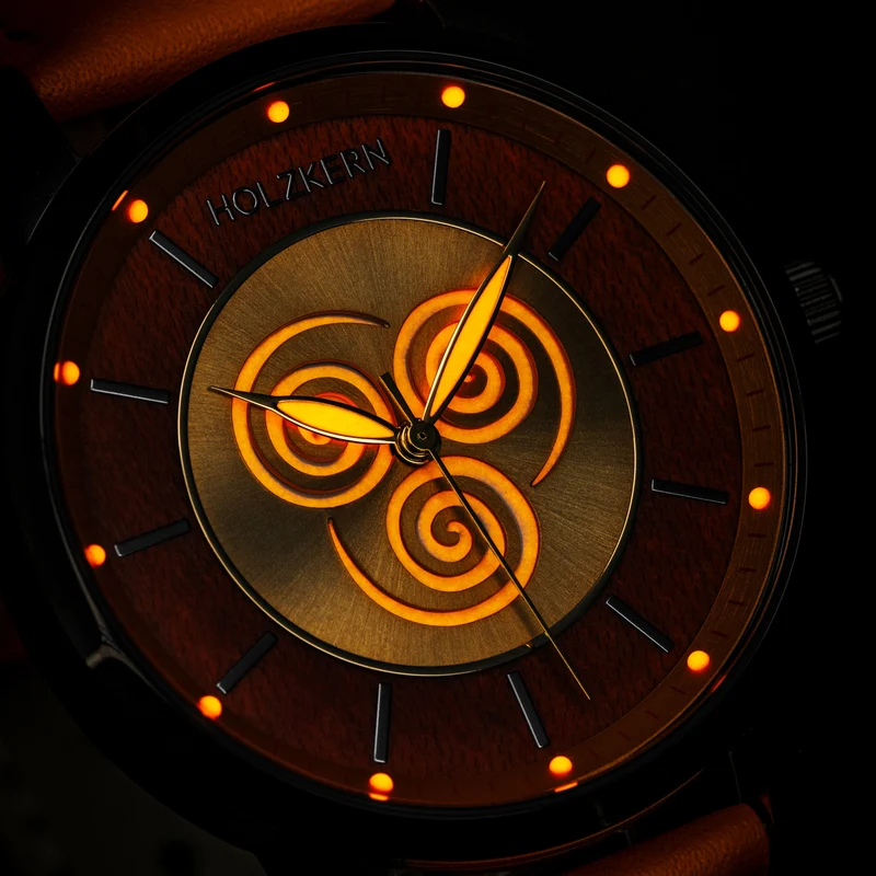 Holzkern Avatar Air Nomads Armbanduhr Ahorn/Orange • Miyota Quarzwerk • Echtholz-Zifferblatt
