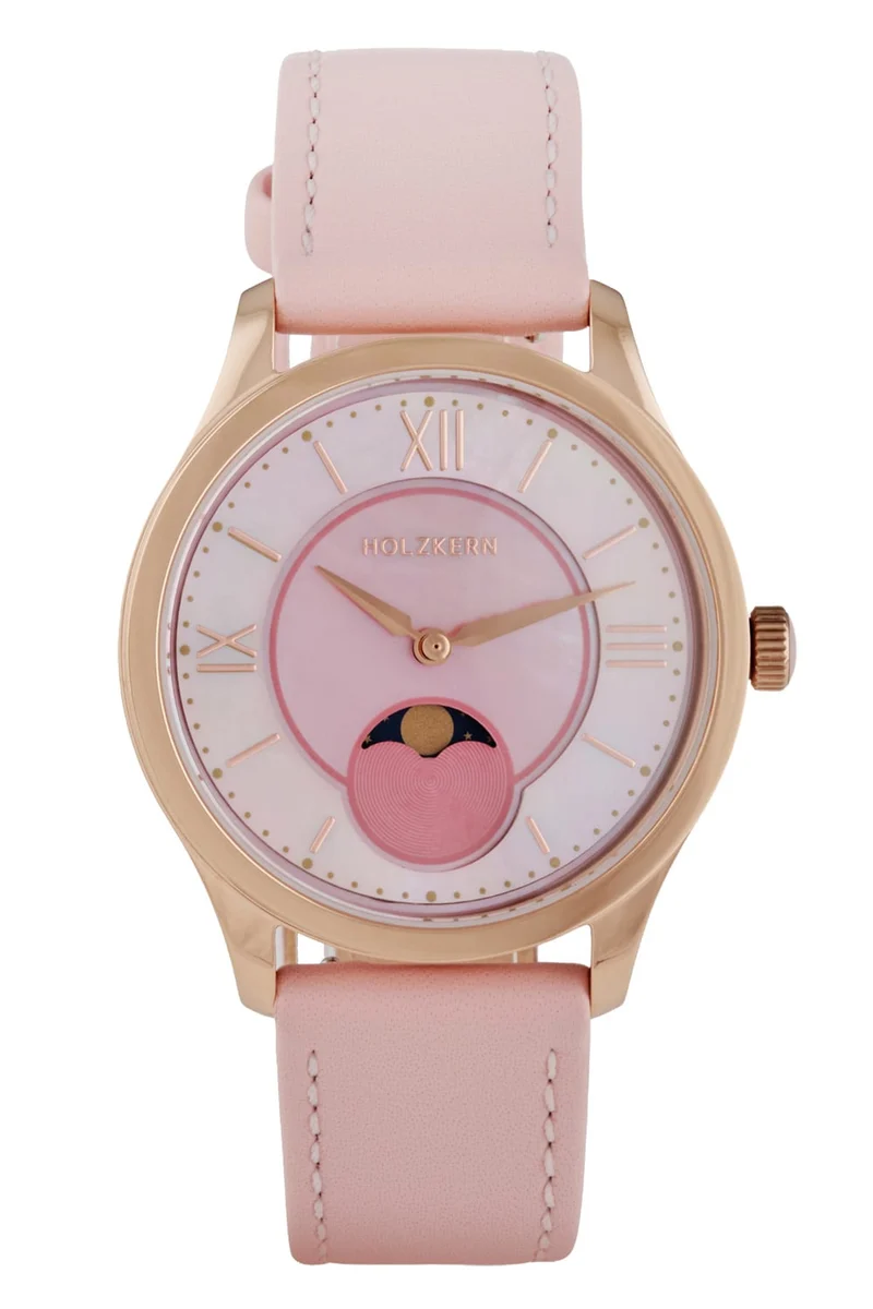 Holzkern Moonray Damen Armbanduhr Rosa • Japanisches Quarzwerk • Perlmutt-Zifferblatt