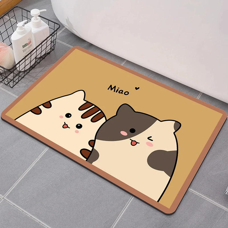 Niedlicher Cartoon-Katzen-Badeteppich