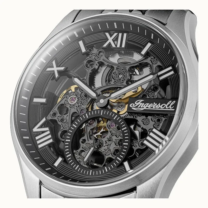 Ingersoll The Maverick I17403 Herrenuhr Silber • Automatikwerk • Skelett-Zifferblatt