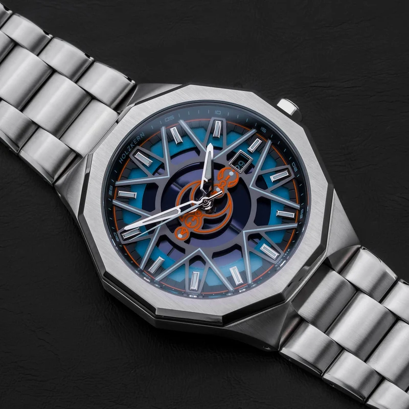 Holzkern Star Trek™ Andorian Armbanduhr Marmor/Blau • Solaruhrwerk • Echter Marmor-Zifferblatt