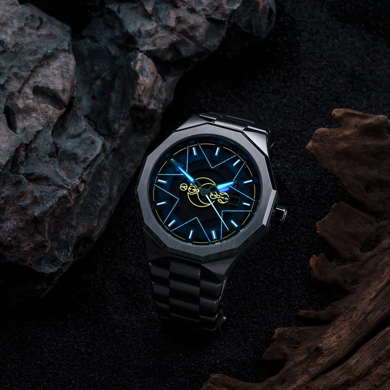 Holzkern Star Trek™ Andorian Armbanduhr Marmor/Blau • Solaruhrwerk • Echter Marmor-Zifferblatt