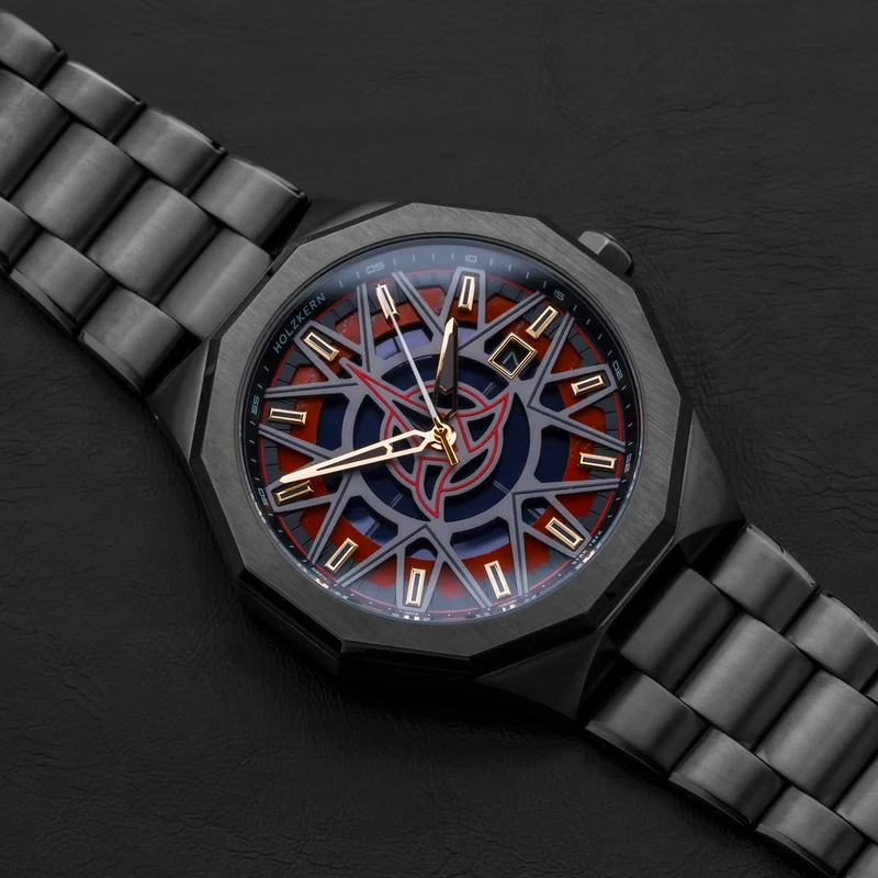 Holzkern Star Trek Klingon Herrenuhr Jaspis/Rot • Solarwerk • Mineralglas