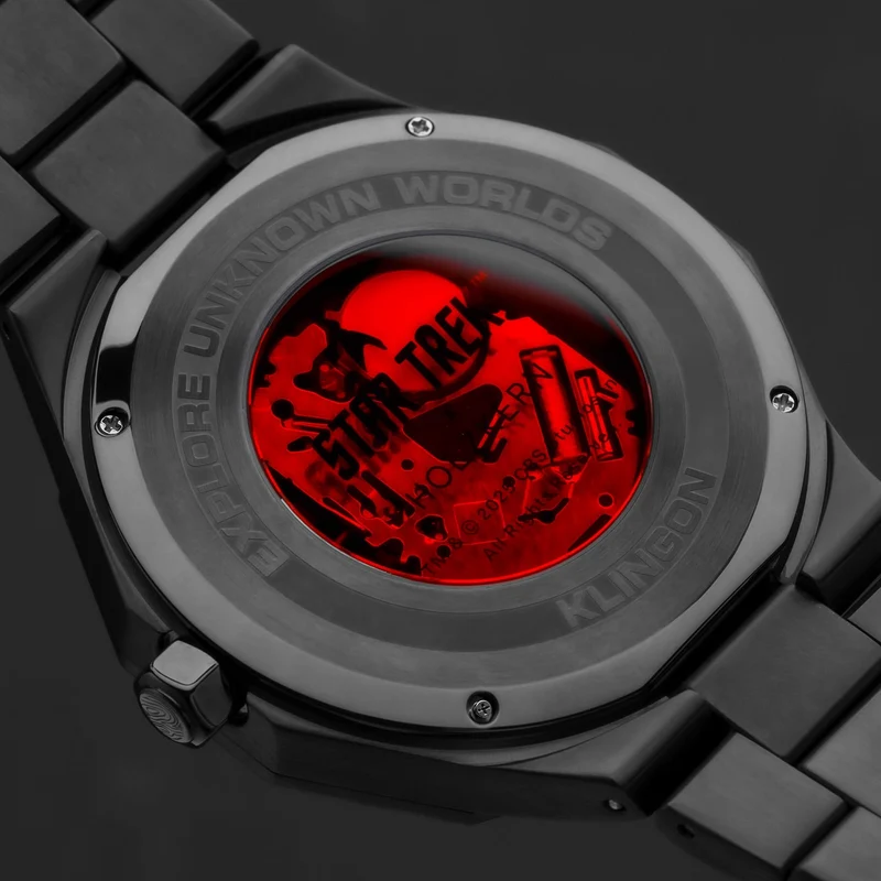 Holzkern Star Trek Klingon Herrenuhr Jaspis/Rot • Solarwerk • Mineralglas