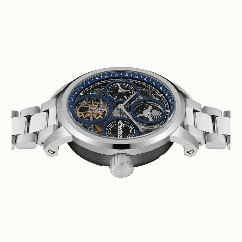 Ingersoll The Arc I16003 Herrenuhr • Automatikwerk • Blau Skelett-Zifferblatt