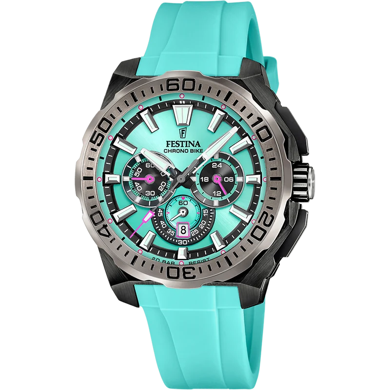 Festina Chrono Bike F20726/2 Herren Armbanduhr Schwarz/Hellblau • Chronograph • 20 ATM