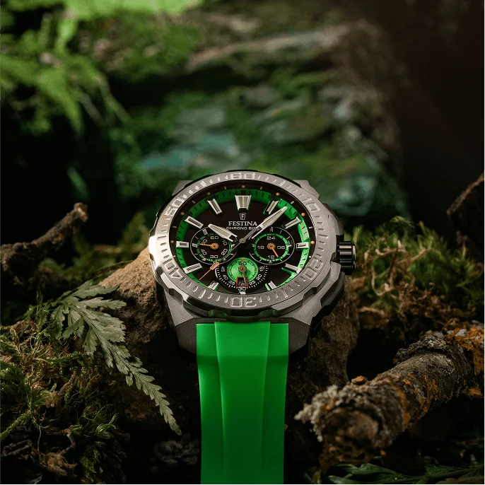 Festina Chrono Bike F20725/6 Herrenuhr Chronograph Schwarz/Türkis • Mineralglas • 20 ATM Wasserdicht
