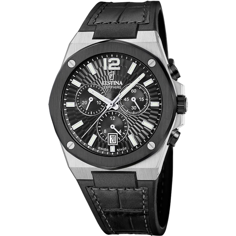 Festina Vallée F22003/4 Herren Armbanduhr Schwarz • Saphirglas • Schweizer Quarzwerk