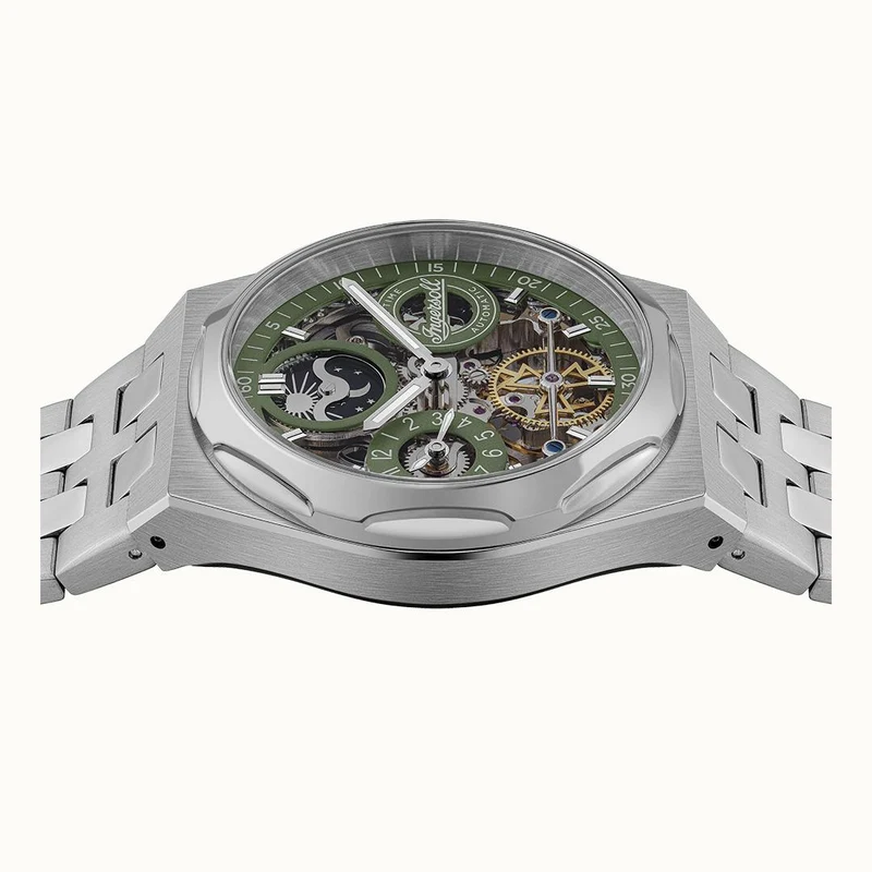 Ingersoll The Broadway I12905 Herrenuhr Silber/Grün • Automatikwerk • Dual Time