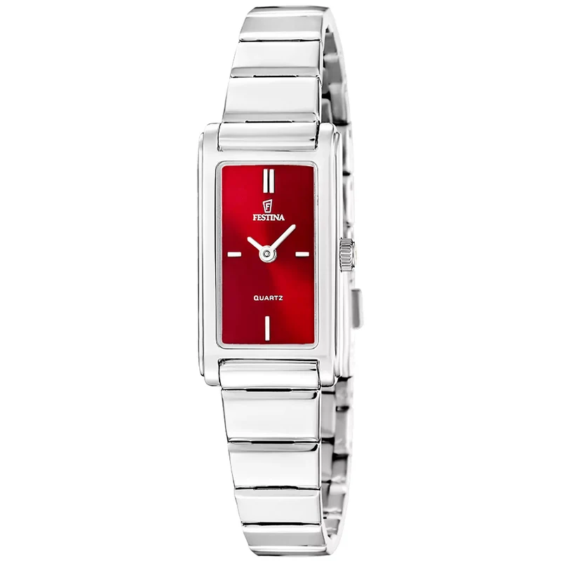Festina Mademoiselle F20767/4 Damen Armbanduhr Rot • Mineralglas • Edelstahlarmband