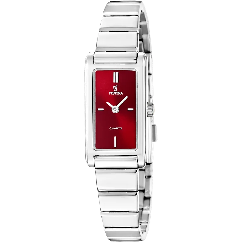 Festina Mademoiselle F20767/4 Damen Armbanduhr Rot • Mineralglas • Edelstahlarmband