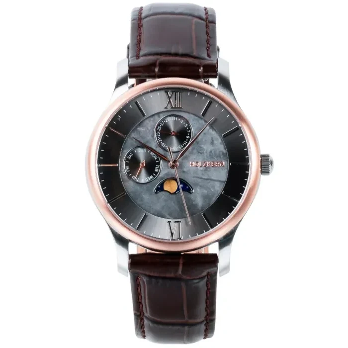 Holzkern Moonrise Armbanduhr Grau • Marmor-Zifferblatt • Miyota 6P21 Quarzwerk
