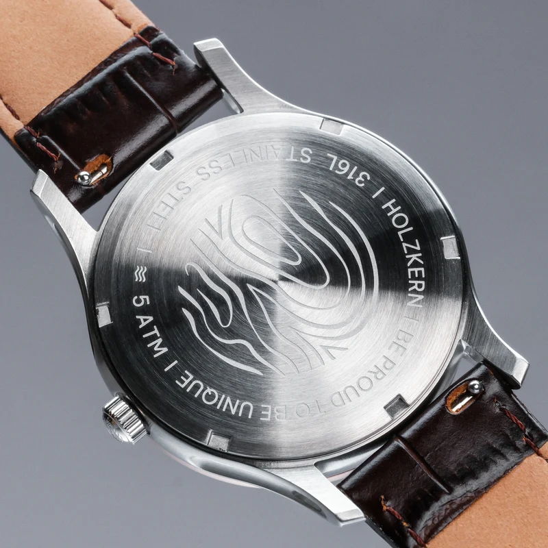 Holzkern Moonrise Armbanduhr Grau • Marmor-Zifferblatt • Miyota 6P21 Quarzwerk