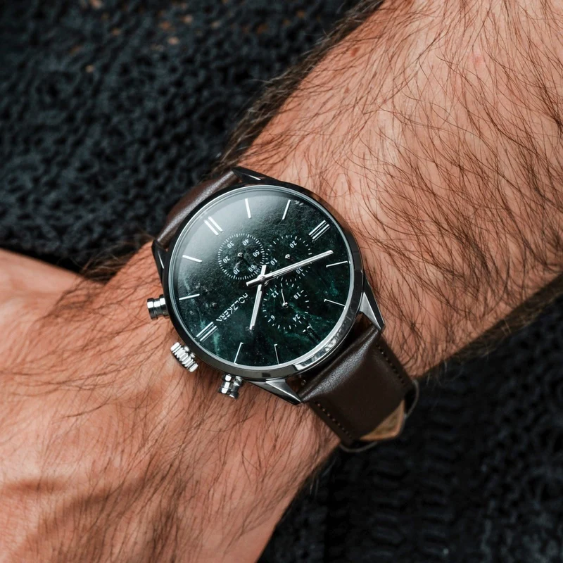 Holzkern Gifted Armbanduhr Grün • Marmorzifferblatt • Miyota JS10 Quarzwerk