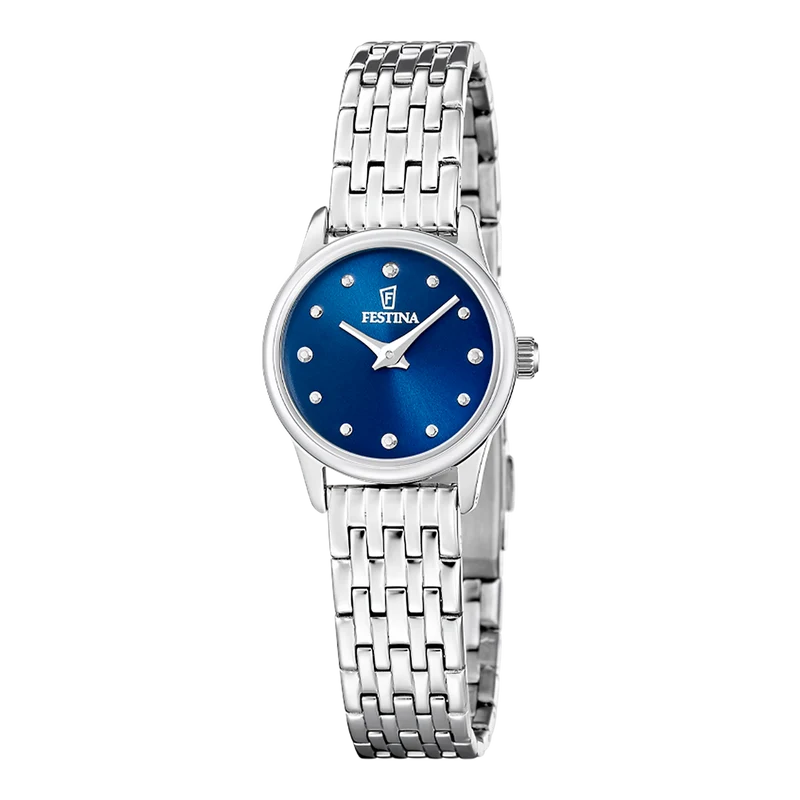 Festina Mademoiselle F20749/4 Damenuhr Silberfarben/Blau • Quarzwerk • Mineralglas