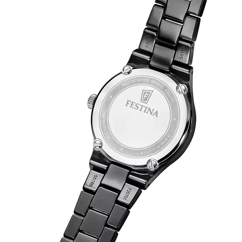 Festina F20751/7 Damen Armbanduhr Schwarz • Keramikgehäuse & Keramikarmband • Mineralglas