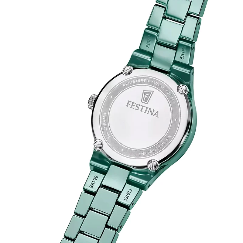 Festina F20751/3 Damenuhr Keramik Salbeigrün • Keramikarmband • Elegantes Damendesign