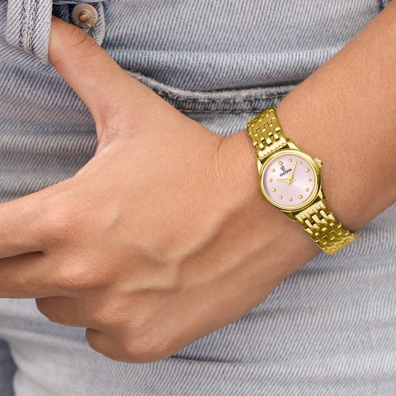 Festina Mademoiselle F20750/2 Damen Armbanduhr • Quarzwerk • Goldfarben/Rosa