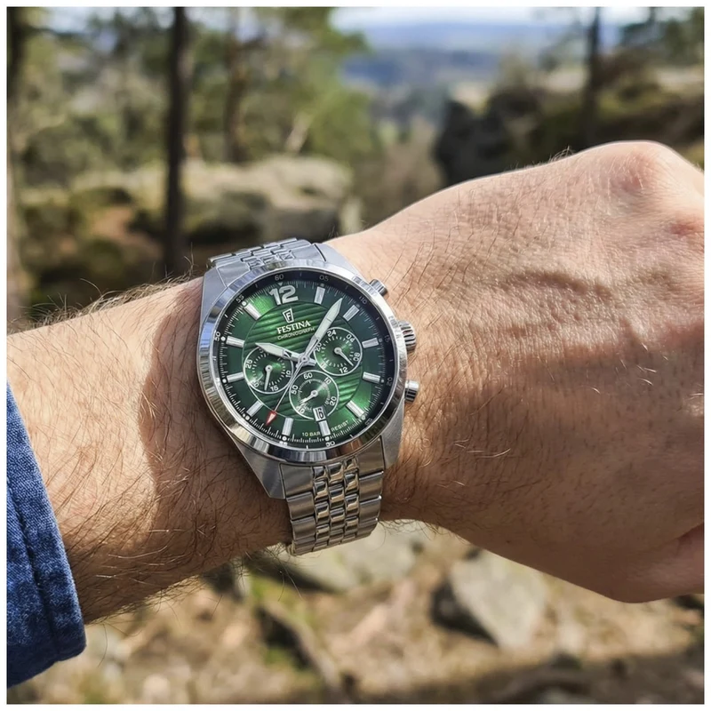 Festina F20742/5 Herren Chronograph Armbanduhr Grün • Miyota Quarzwerk • 10 ATM