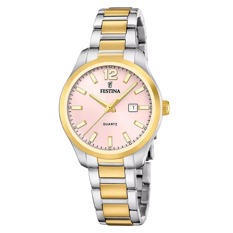 Festina Classics F20739/2 Damen Armbanduhr Rosa • Mineralglas • Bicolor-Armband