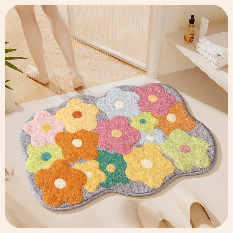 Plüsch Blumen Badeteppich