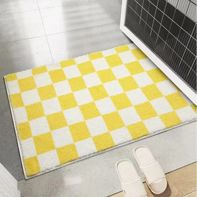 Plüsch Schachbrett Badteppich