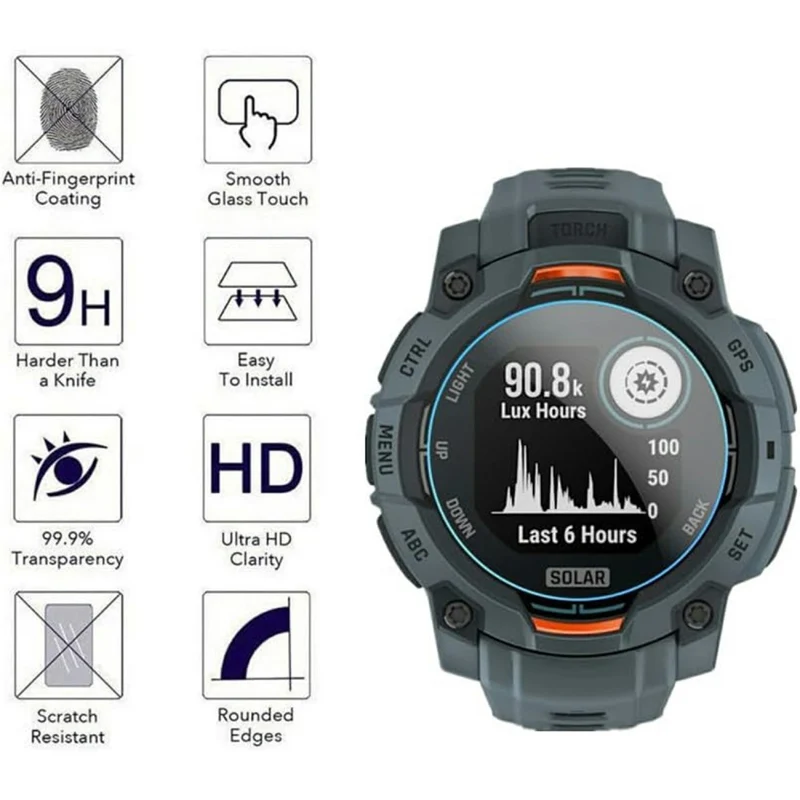 Garmin Instinct 3 AMOLED 50mm Glas HD Displayschutz
