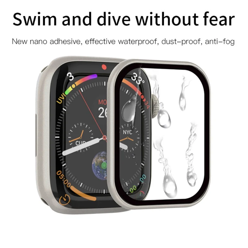 Flexibel Apple Smartwatch Universell Hülle mit Displayschutz in Glas und Silikon