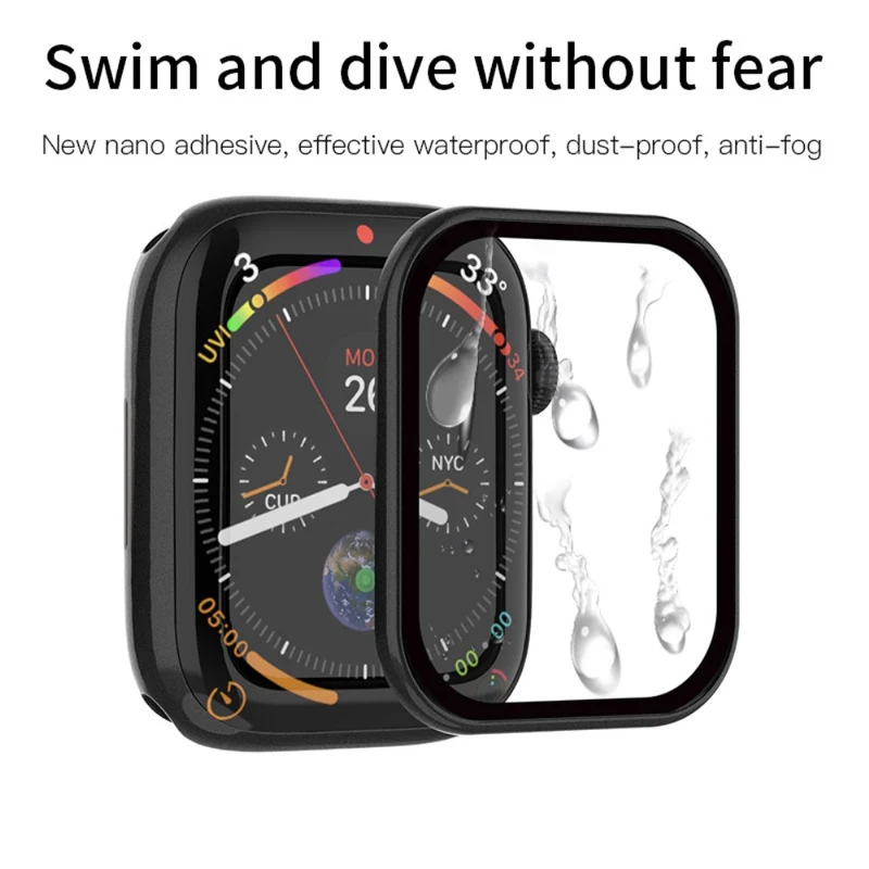Schützend Apple Smartwatch Universell Hülle mit Displayschutz in Glas und Silikon