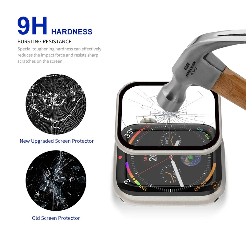 Schützend Apple Smartwatch Universell Hülle mit Displayschutz in Glas und Silikon