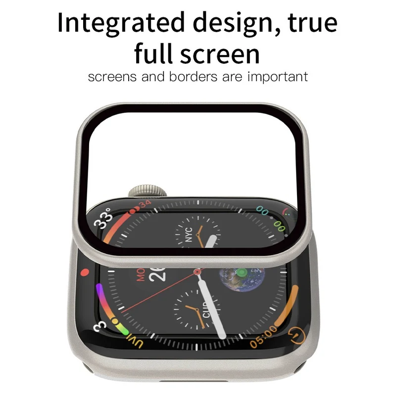 Super Modisch Apple Smartwatch Universell Hülle mit Displayschutz in Glas und Silikon
