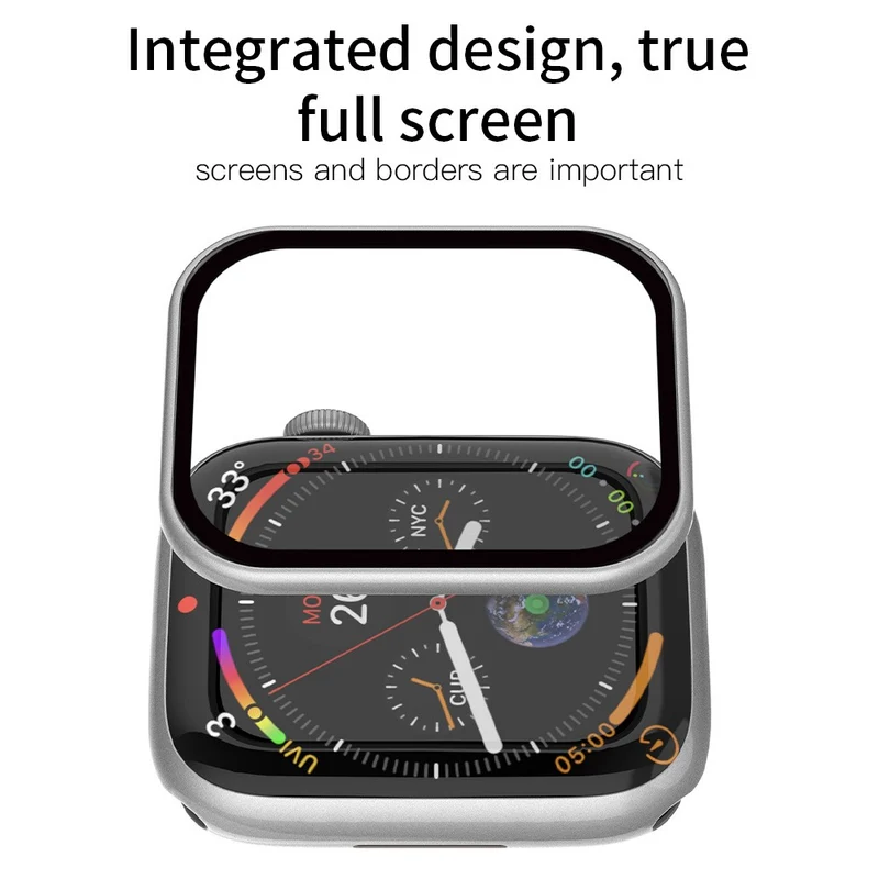 Super Modisch Apple Smartwatch Universell Hülle mit Displayschutz in Glas und Silikon