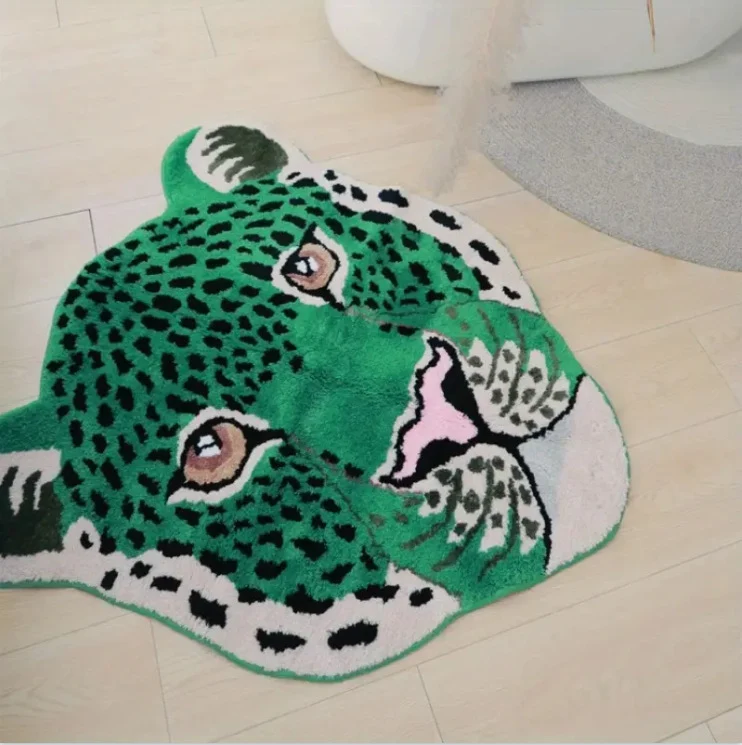 Leopard-Gesichts-förmiger Plüsch-Teppich