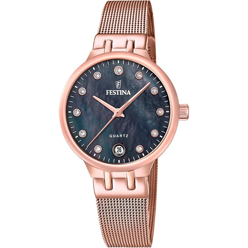 Festina Mademoiselle F20716/2 Damen Armbanduhr Roségold • Saphirglas • Milanaise-Armband