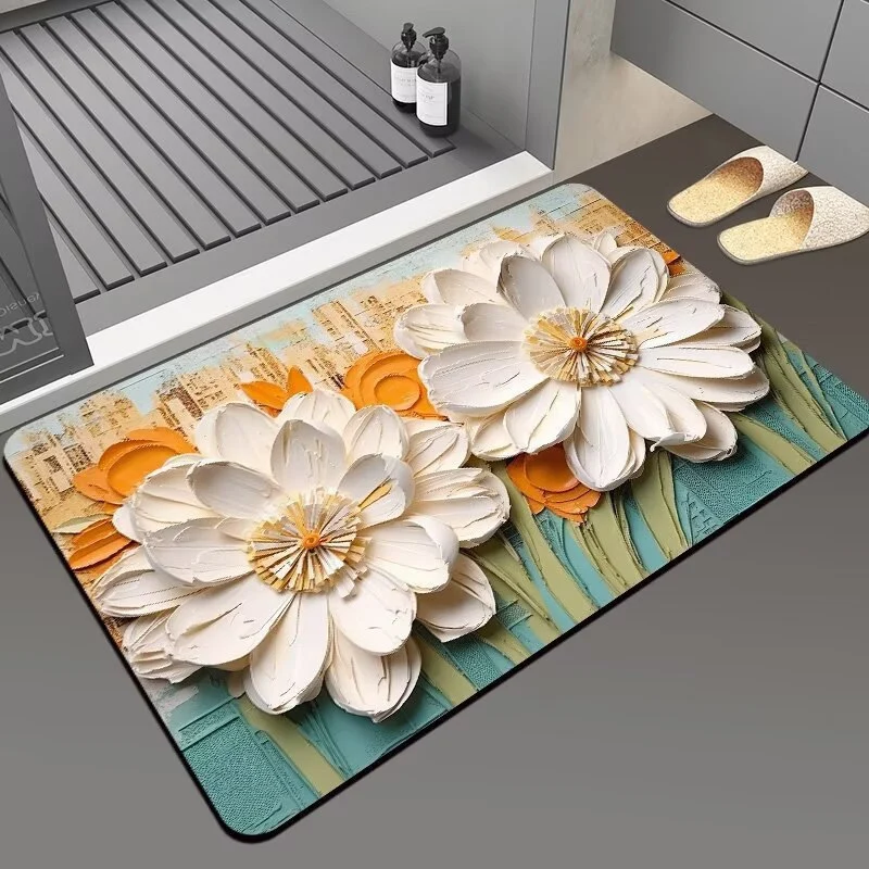 Floral 3D Dekorative Badezimmermatte für Zuhause