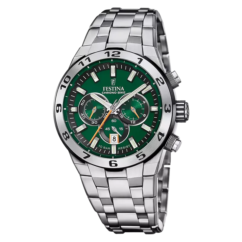 Festina Chrono Bike F20670/2 Herrenuhr Grün • Chronograph • Mineralglas