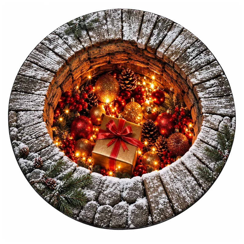 Festive Santa Claus Themed Rundmatte für das Zuhause