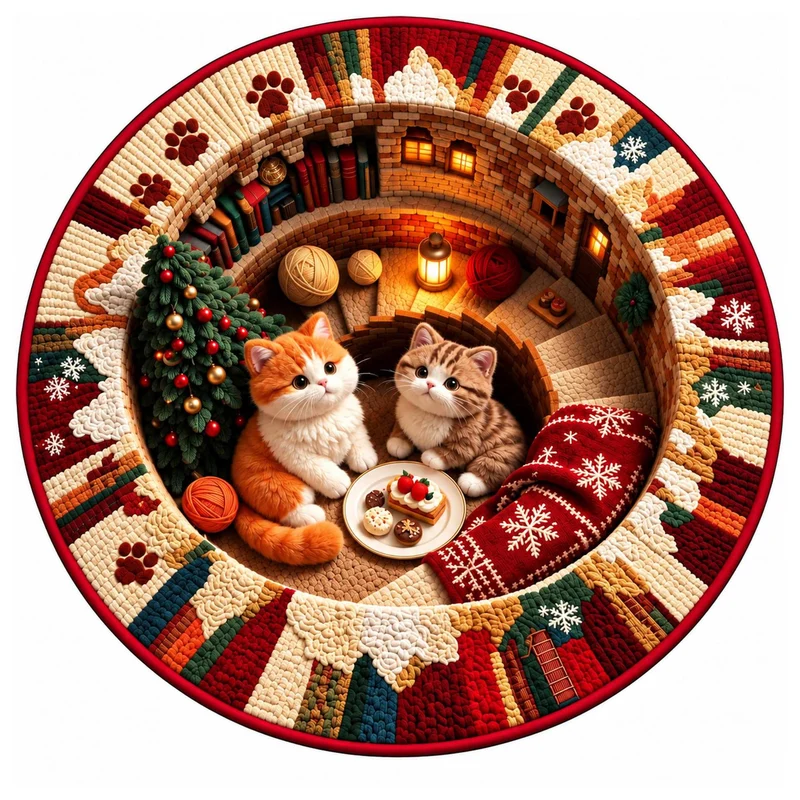 Festive Santa Claus Themed Rundmatte für das Zuhause