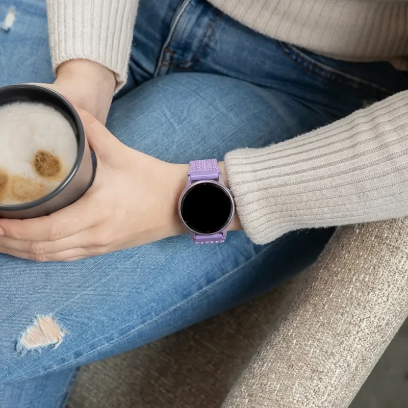 Bandz Oozoo Smartwatch 20mm Gewebtes Nylonarmband (Hell Lila)