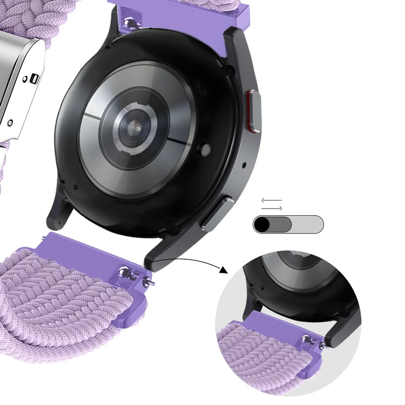 Bandz Oozoo Smartwatch 20mm Gewebtes Nylonarmband (Hell Lila)