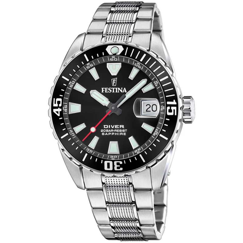 Festina The Originals F20669/3 Herrenuhr Taucheruhr Silber • Saphirglas • 20 ATM