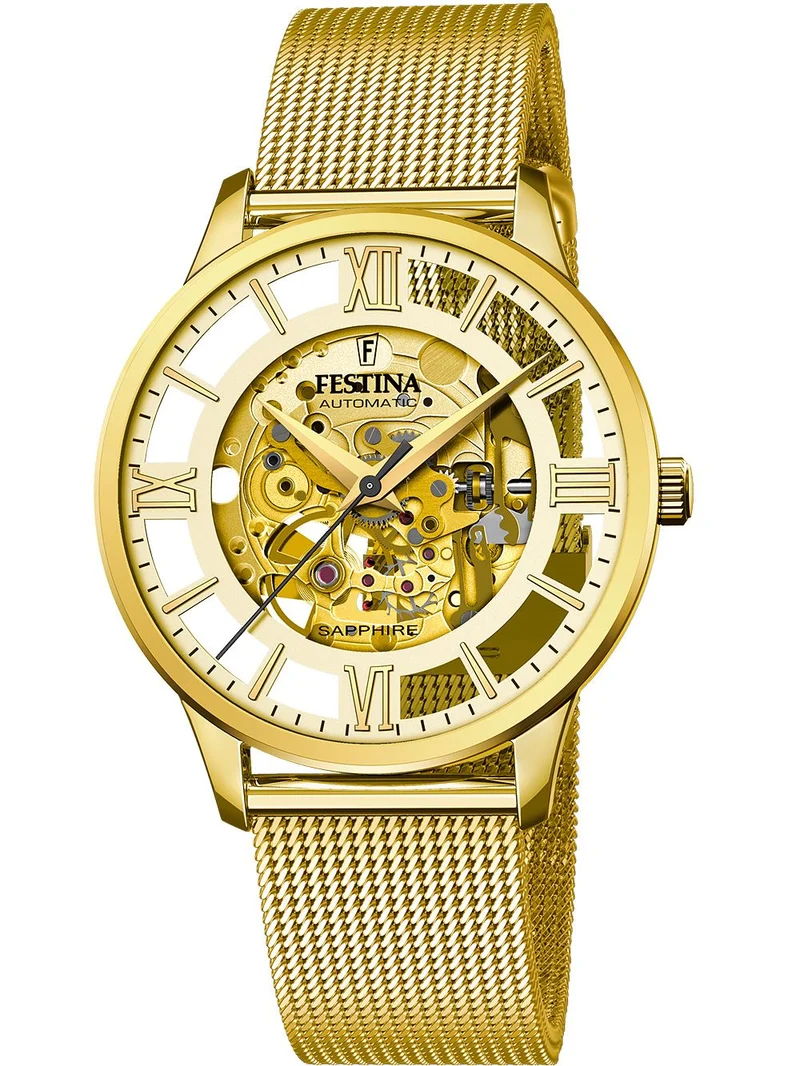 Festina F20667/1 Herrenuhr 42mm Gold • Automatikwerk • Edelstahlgehäuse