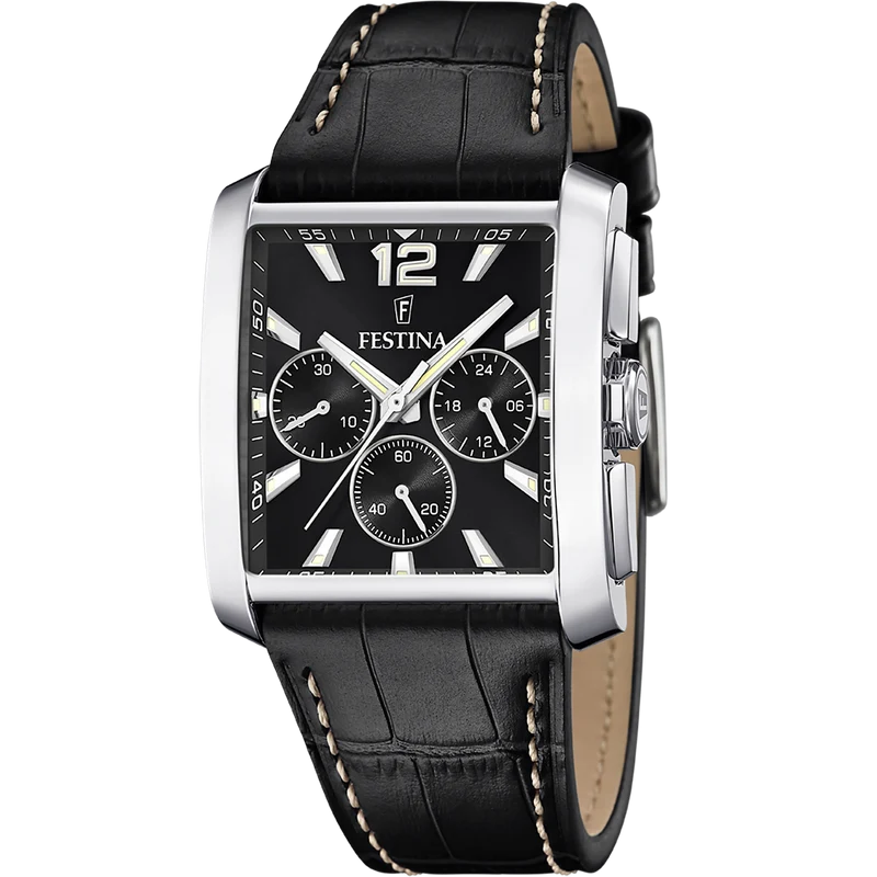 Festina Timeless F20636/4 Herrenuhr Schwarz • Chronograph • Mineralglas