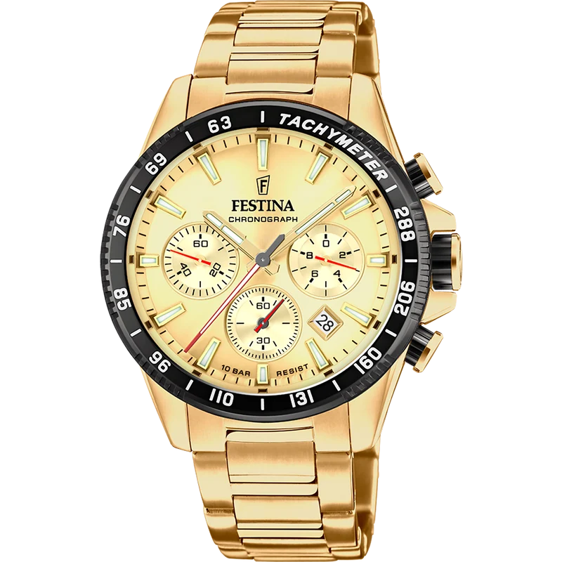 Festina Timeless Chronograph F20634/6 Herrenuhr Champagner • Chronograph • 10 ATM